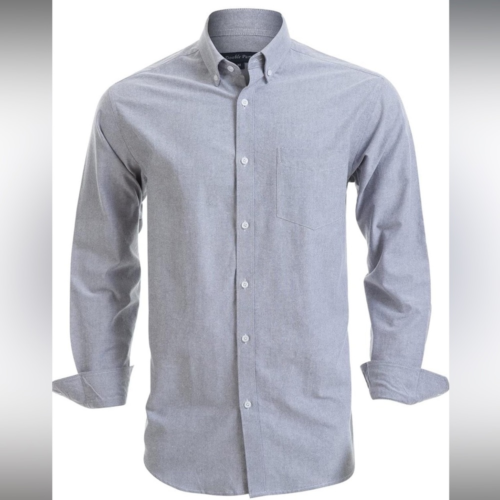 Double Pump Mens Button Down Shirt Cotton Long Sleeve Regular Fit Size Large